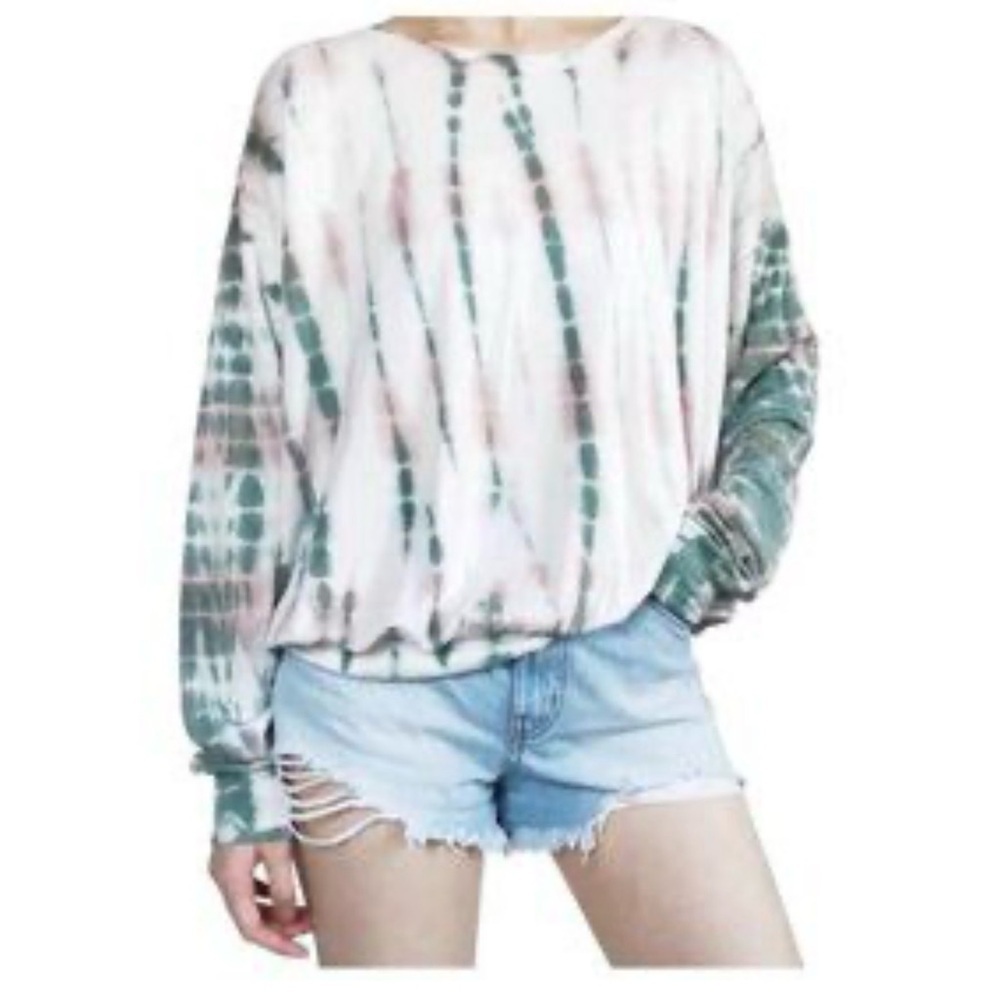 Young Fabulous & Broke Green and Pink Tie-Dye Pullover Sweatshirt